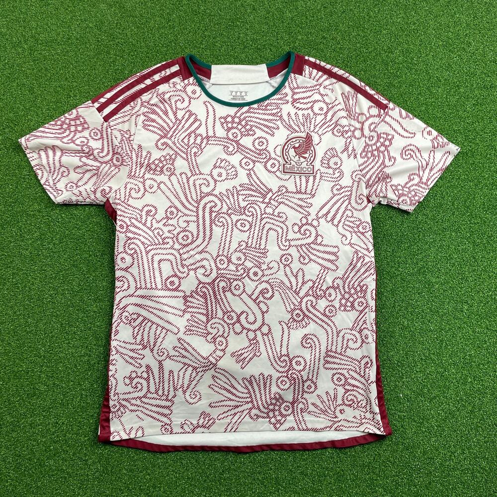 Adidas Mexico 2022 Away Short Sleeve White Pink Soccer Jersey Sz S